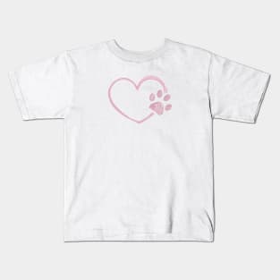 Pink heart with paw print. Happy Valentine's day design Kids T-Shirt